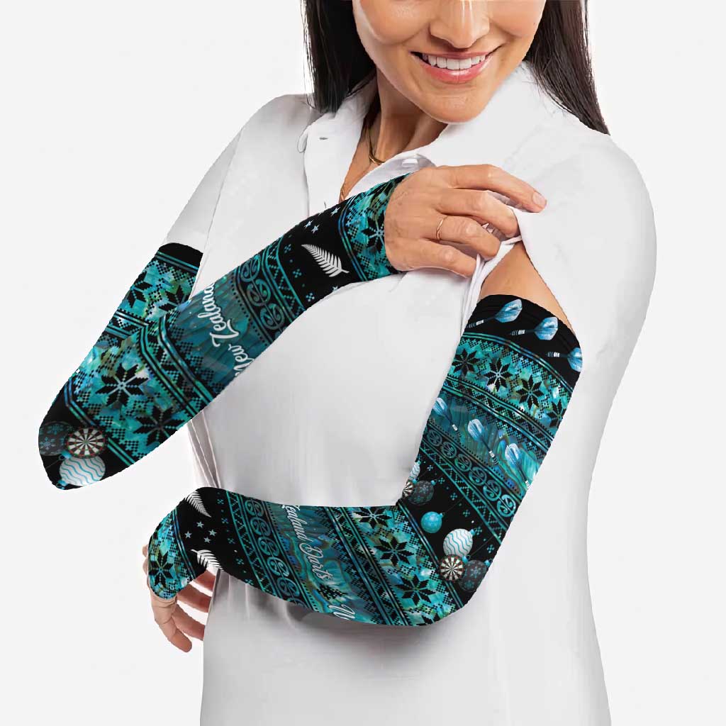 New Zealand Darts Christmas Arm Sleeves Merry Xmas Aotearoa Maori Paua Shell - Aussie Hoodie