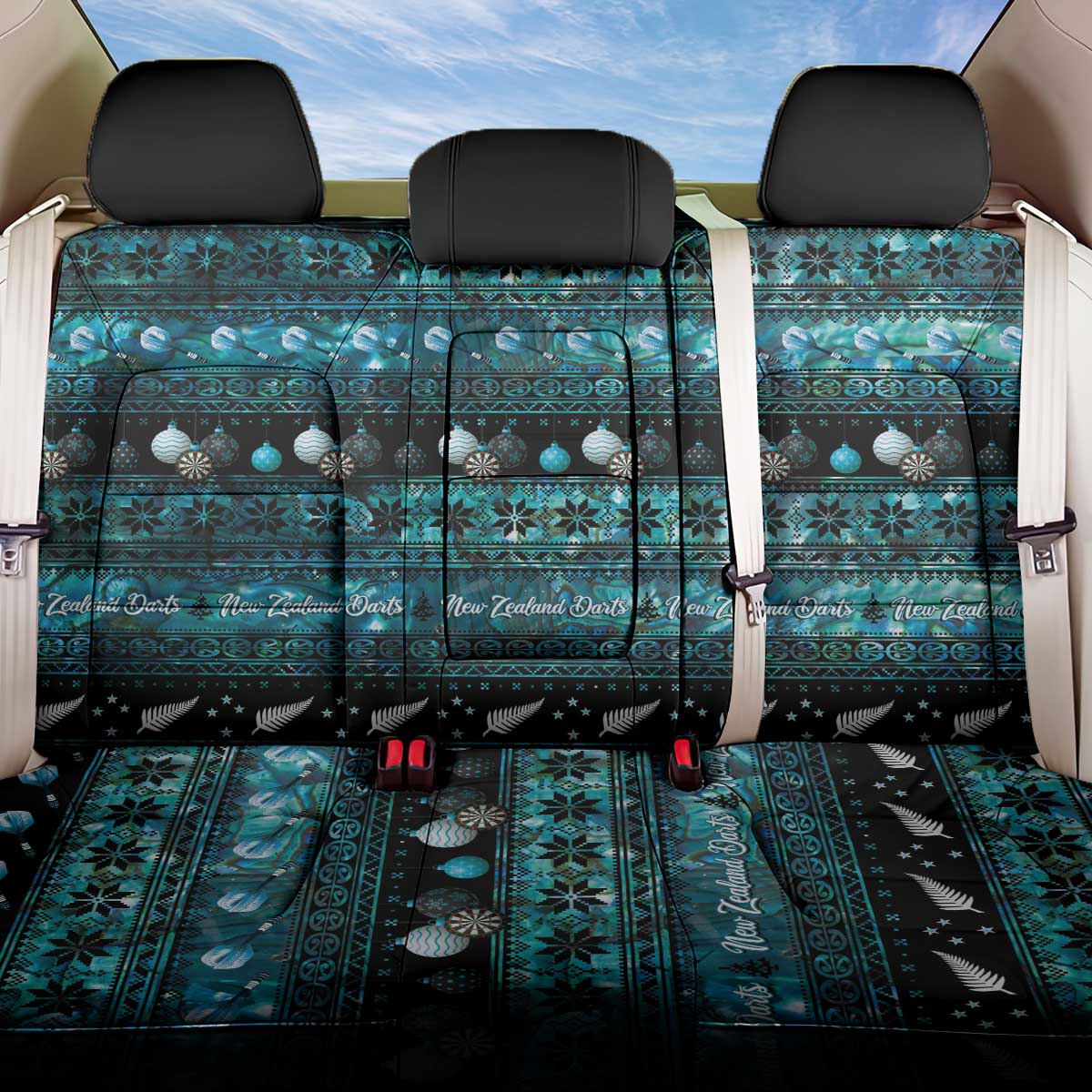 New Zealand Darts Christmas Back Car Seat Cover Merry Xmas Aotearoa Maori Paua Shell - Aussie Hoodie