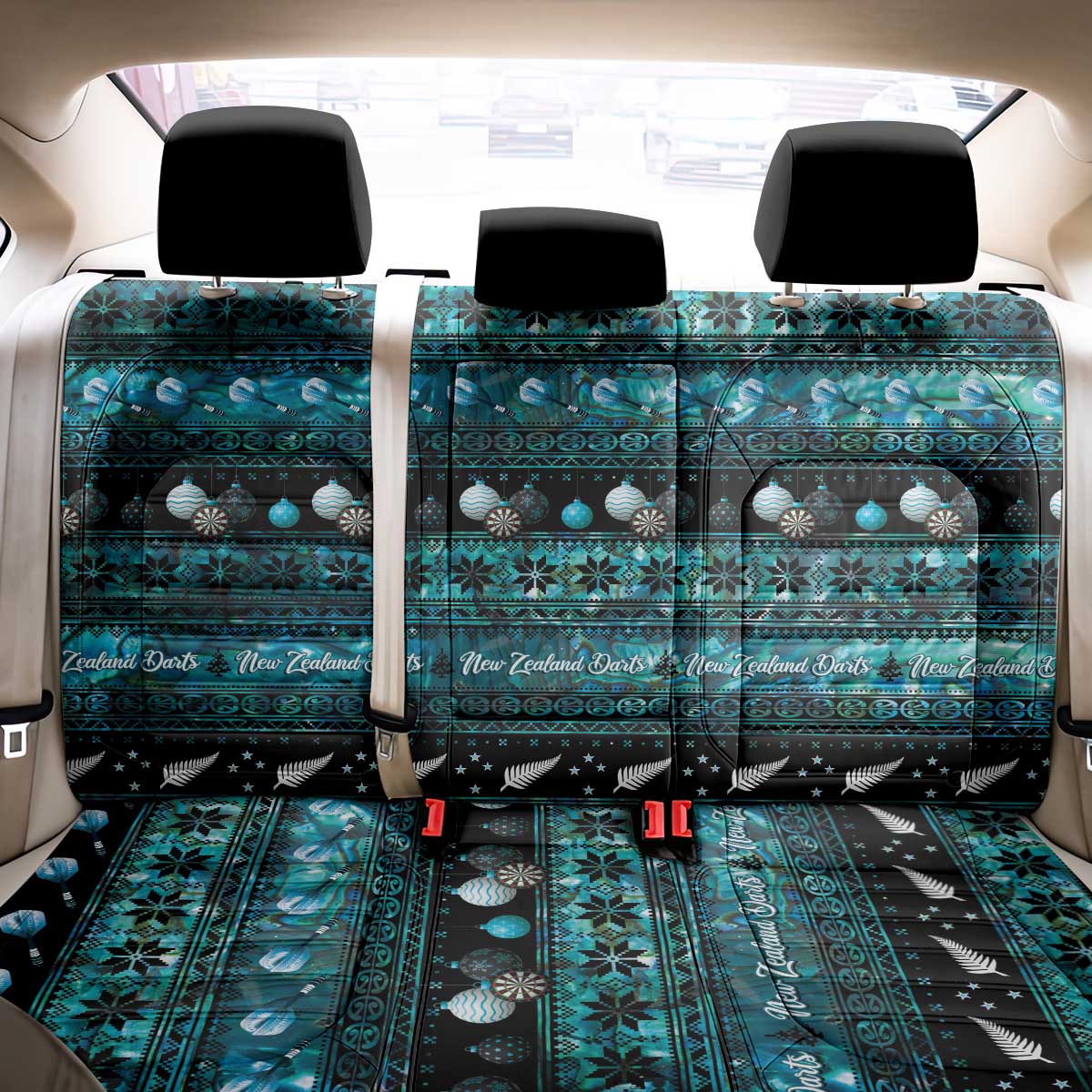 New Zealand Darts Christmas Back Car Seat Cover Merry Xmas Aotearoa Maori Paua Shell - Aussie Hoodie