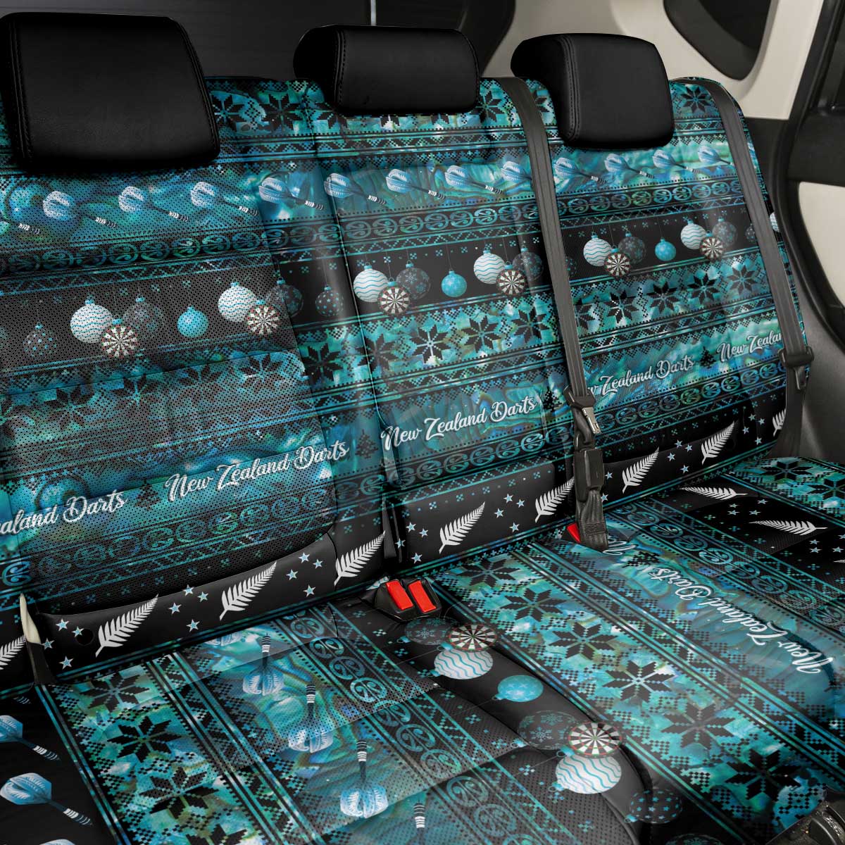 New Zealand Darts Christmas Back Car Seat Cover Merry Xmas Aotearoa Maori Paua Shell - Aussie Hoodie