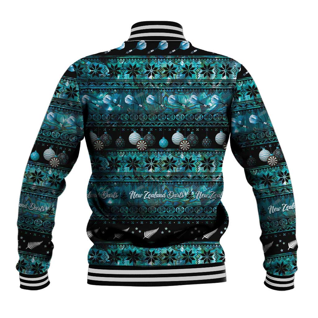 New Zealand Darts Christmas Baseball Jacket Merry Xmas Aotearoa Maori Paua Shell - Aussie Hoodie