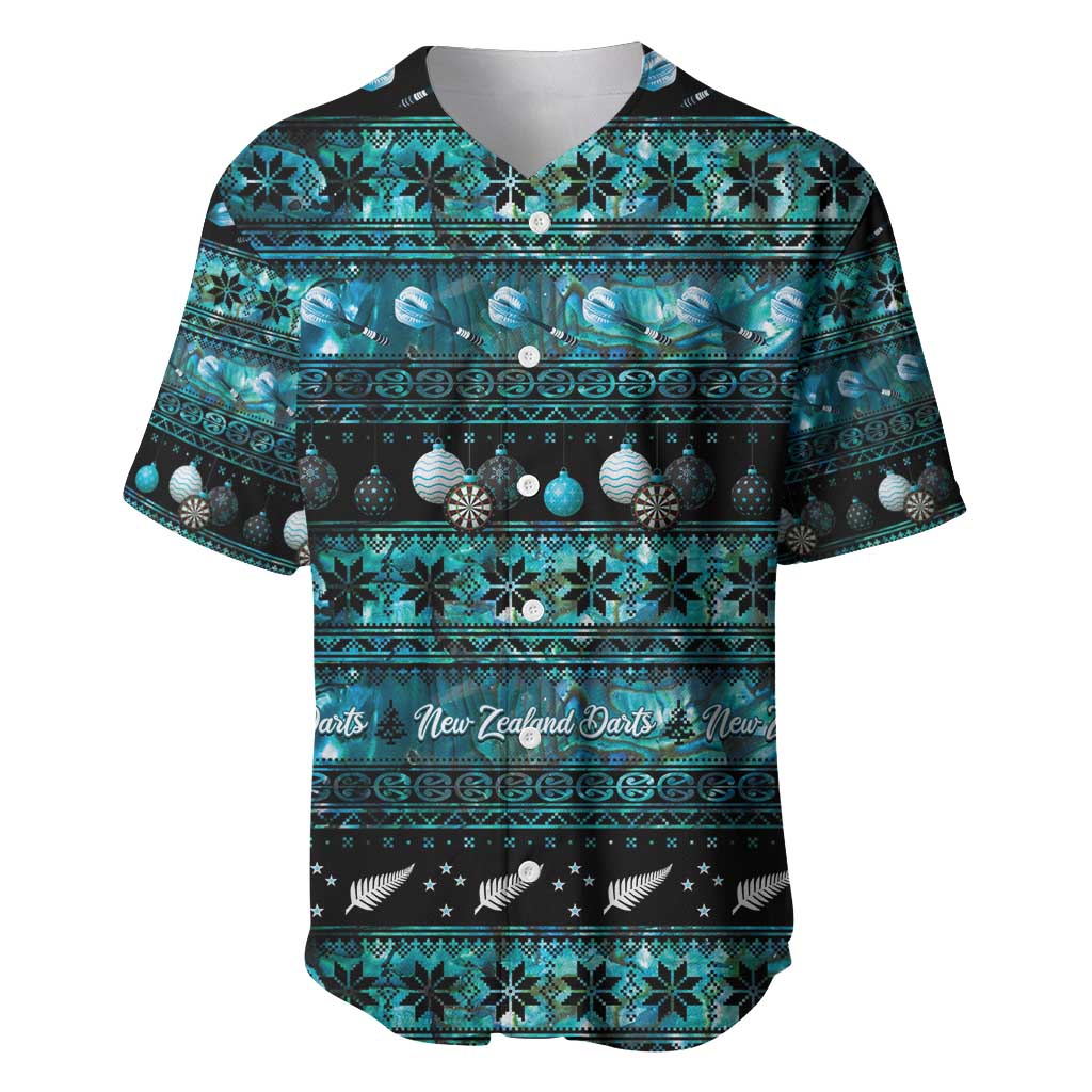 New Zealand Darts Christmas Baseball Jersey Merry Xmas Aotearoa Maori Paua Shell - Aussie Hoodie
