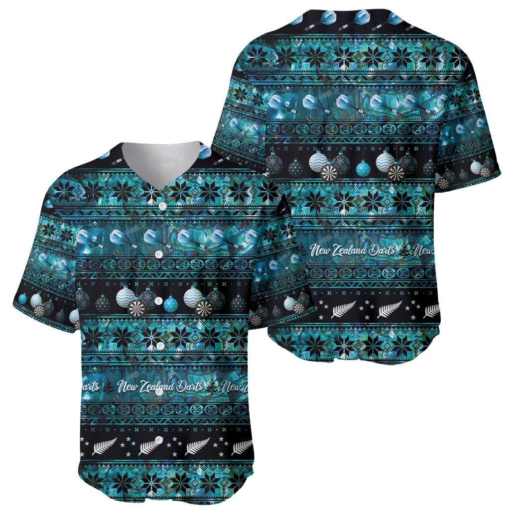 New Zealand Darts Christmas Baseball Jersey Merry Xmas Aotearoa Maori Paua Shell - Aussie Hoodie