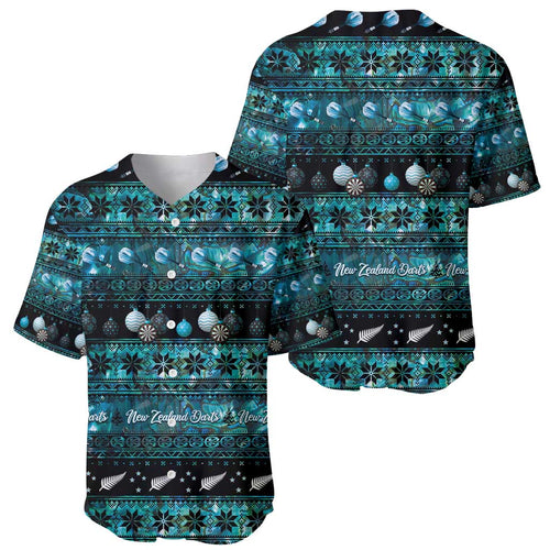 New Zealand Darts Christmas Baseball Jersey Merry Xmas Aotearoa Maori Paua Shell - Aussie Hoodie