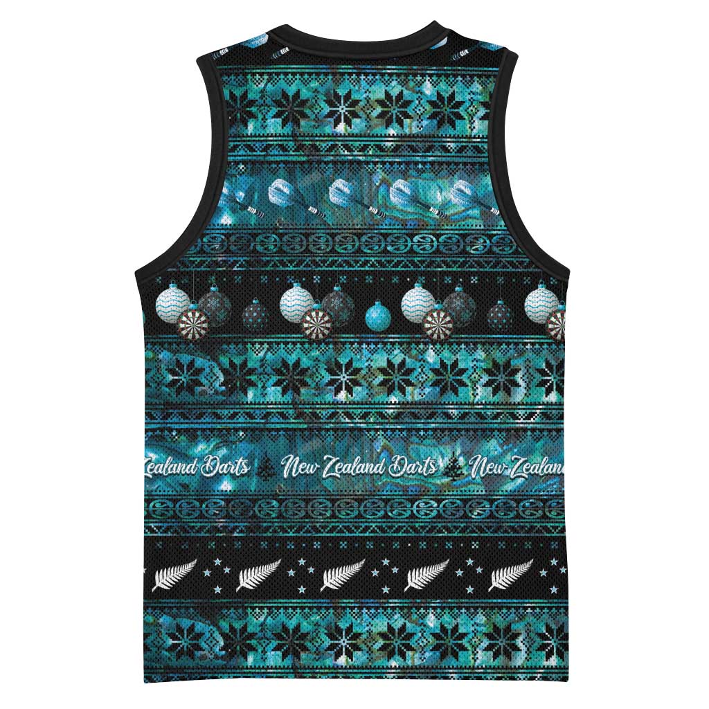 New Zealand Darts Christmas Basketball Jersey Merry Xmas Aotearoa Maori Paua Shell - Aussie Hoodie