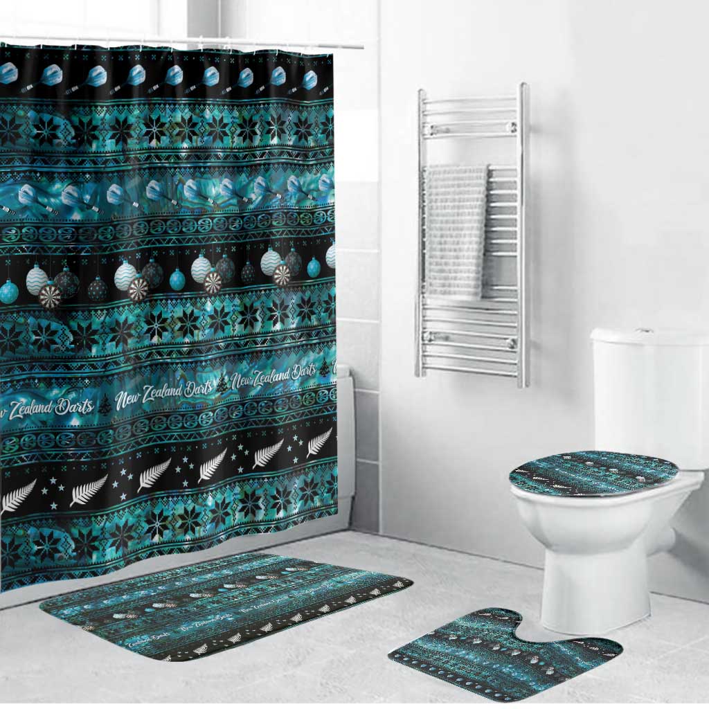 New Zealand Darts Christmas Bathroom Set Merry Xmas Aotearoa Maori Paua Shell - Aussie Hoodie