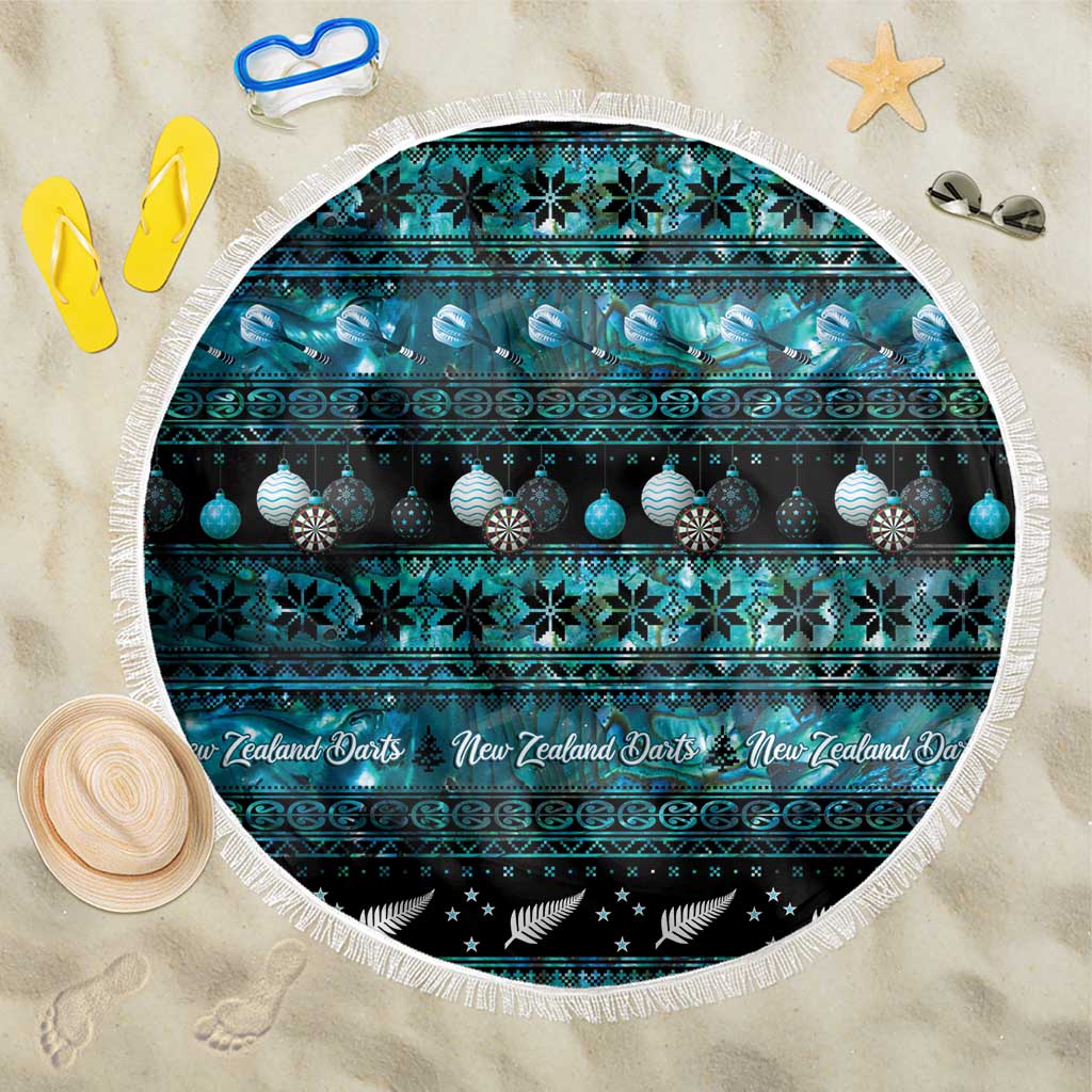 New Zealand Darts Christmas Beach Blanket Merry Xmas Aotearoa Maori Paua Shell - Aussie Hoodie