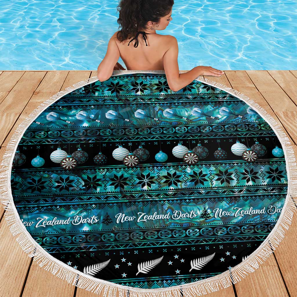 New Zealand Darts Christmas Beach Blanket Merry Xmas Aotearoa Maori Paua Shell - Aussie Hoodie