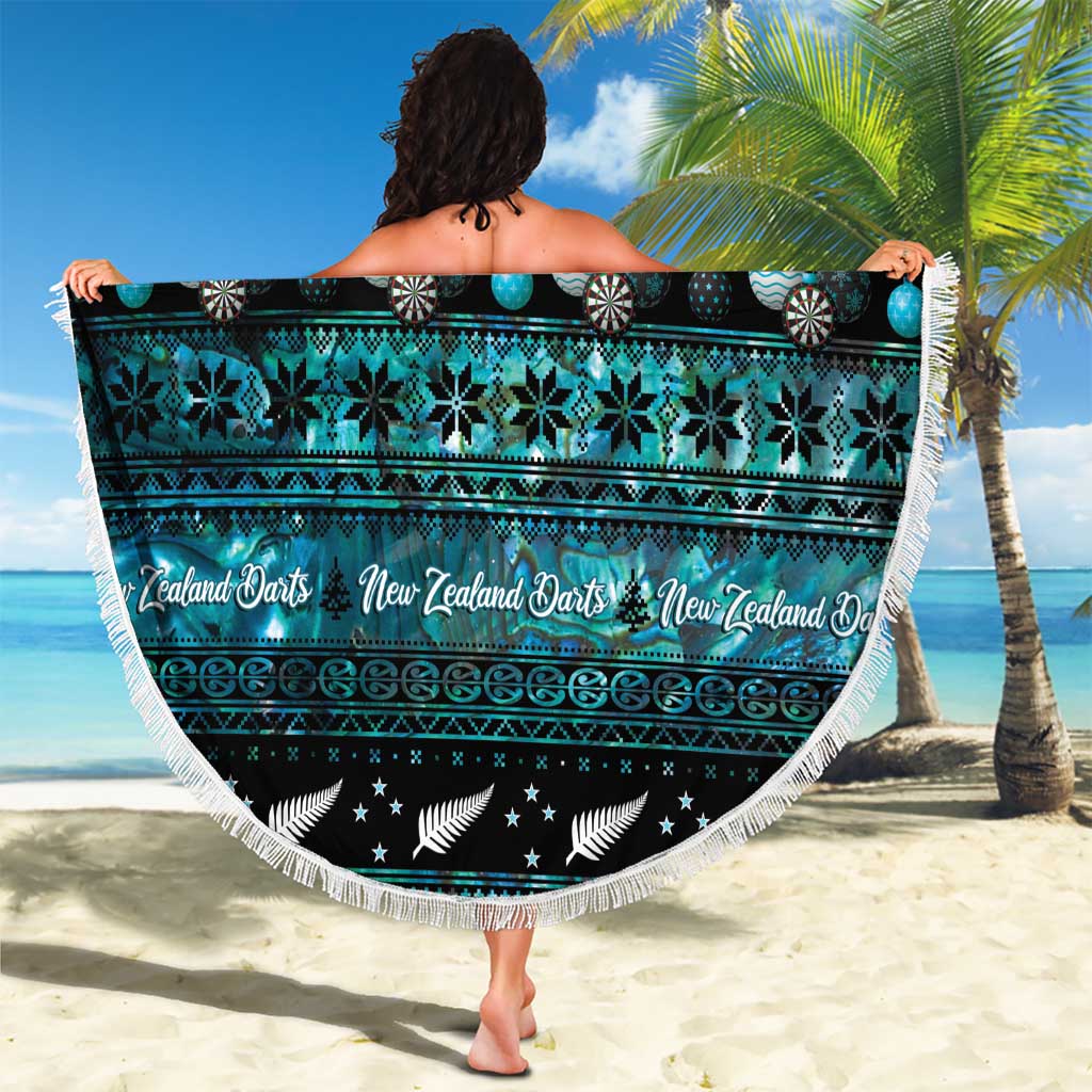 New Zealand Darts Christmas Beach Blanket Merry Xmas Aotearoa Maori Paua Shell - Aussie Hoodie