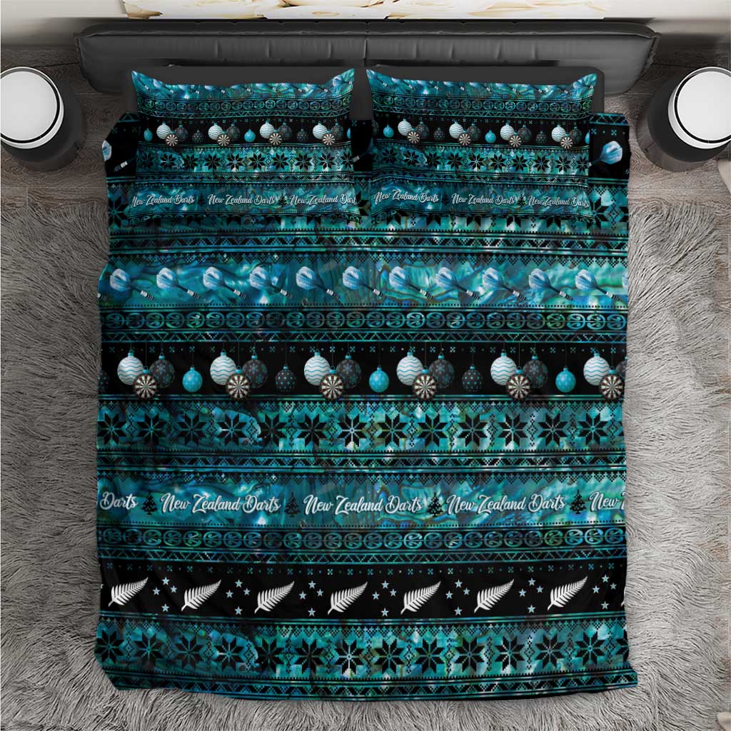 New Zealand Darts Christmas Bedding Set Merry Xmas Aotearoa Maori Paua Shell - Aussie Hoodie