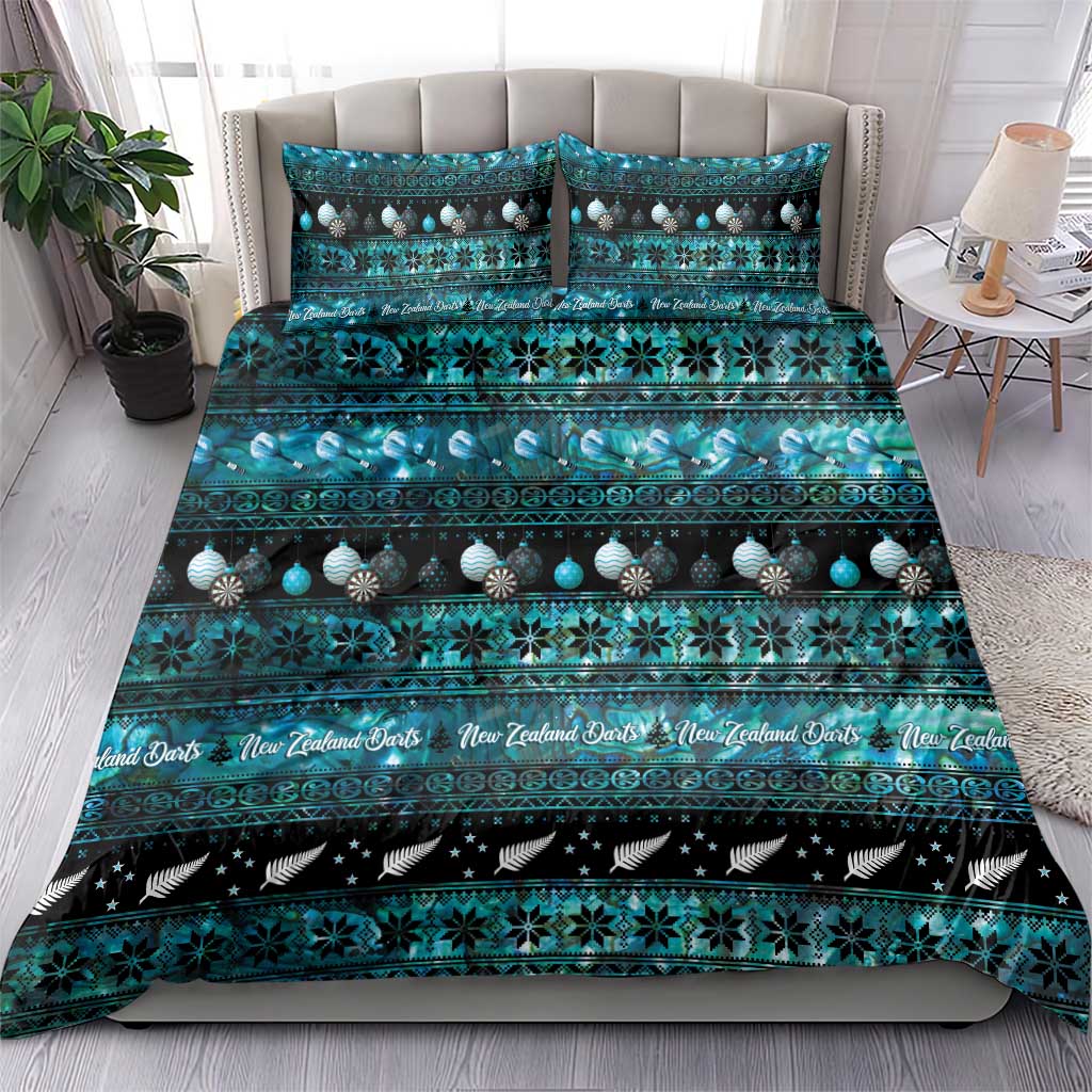 New Zealand Darts Christmas Bedding Set Merry Xmas Aotearoa Maori Paua Shell - Aussie Hoodie