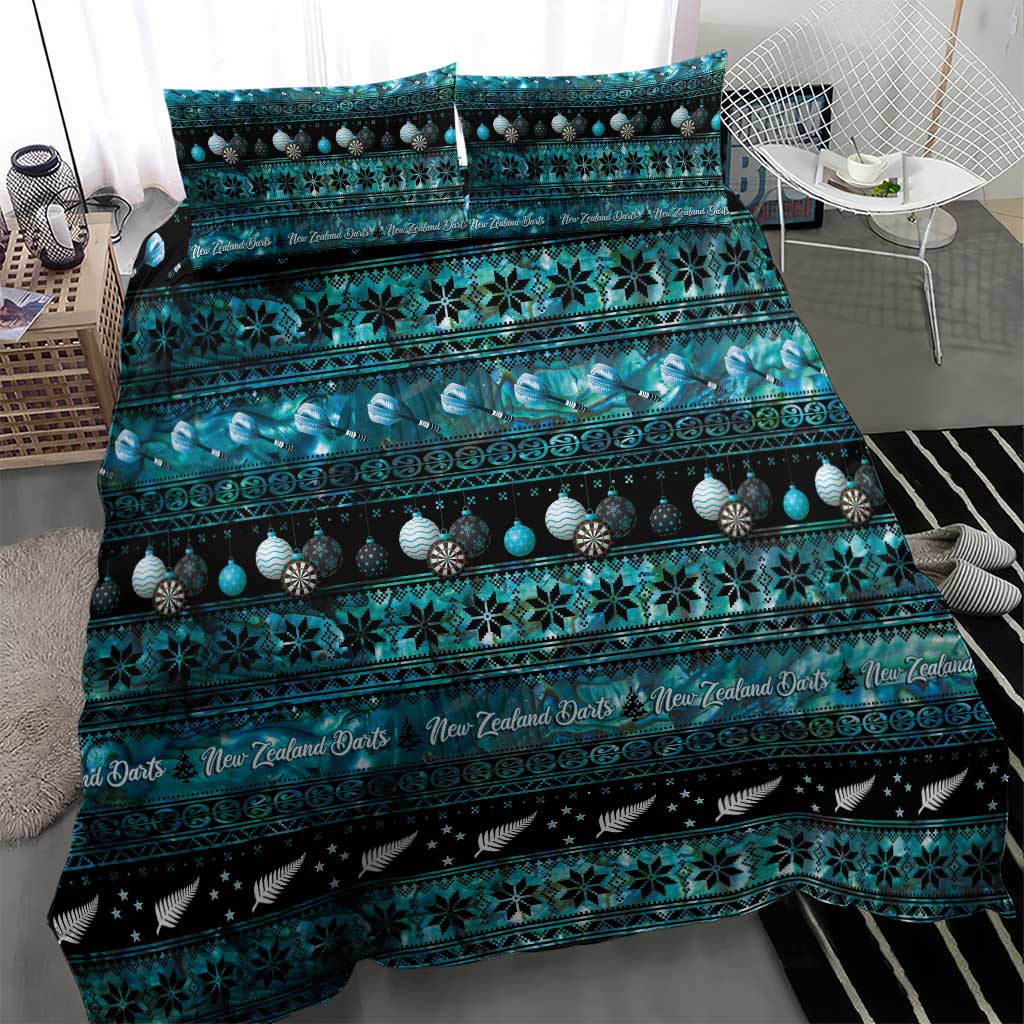 New Zealand Darts Christmas Bedding Set Merry Xmas Aotearoa Maori Paua Shell - Aussie Hoodie