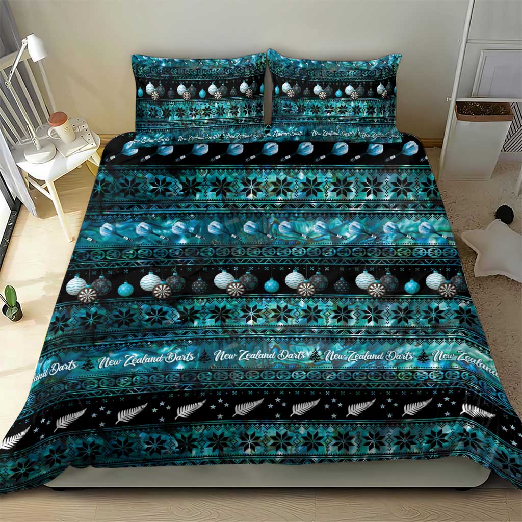 New Zealand Darts Christmas Bedding Set Merry Xmas Aotearoa Maori Paua Shell - Aussie Hoodie