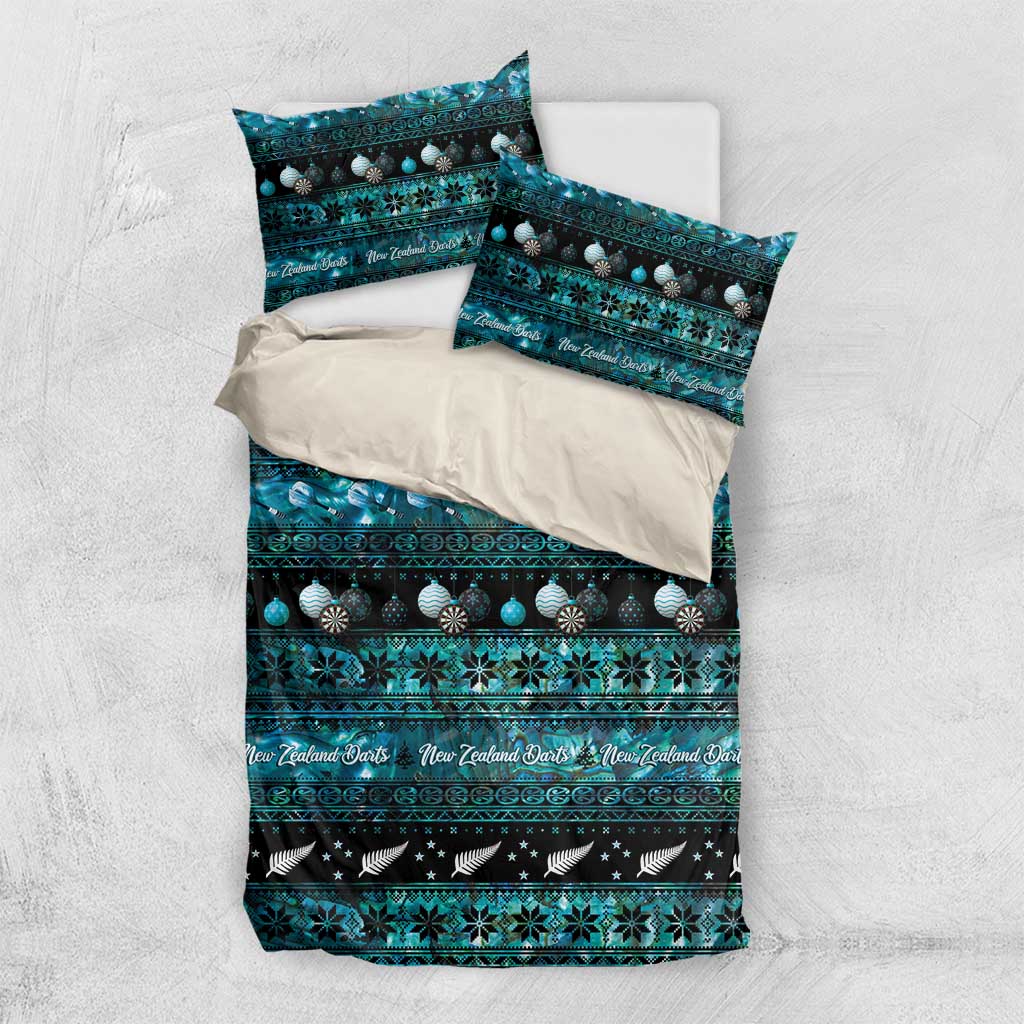 New Zealand Darts Christmas Bedding Set Merry Xmas Aotearoa Maori Paua Shell - Aussie Hoodie