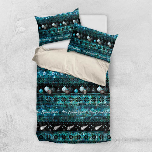 New Zealand Darts Christmas Bedding Set Merry Xmas Aotearoa Maori Paua Shell - Aussie Hoodie