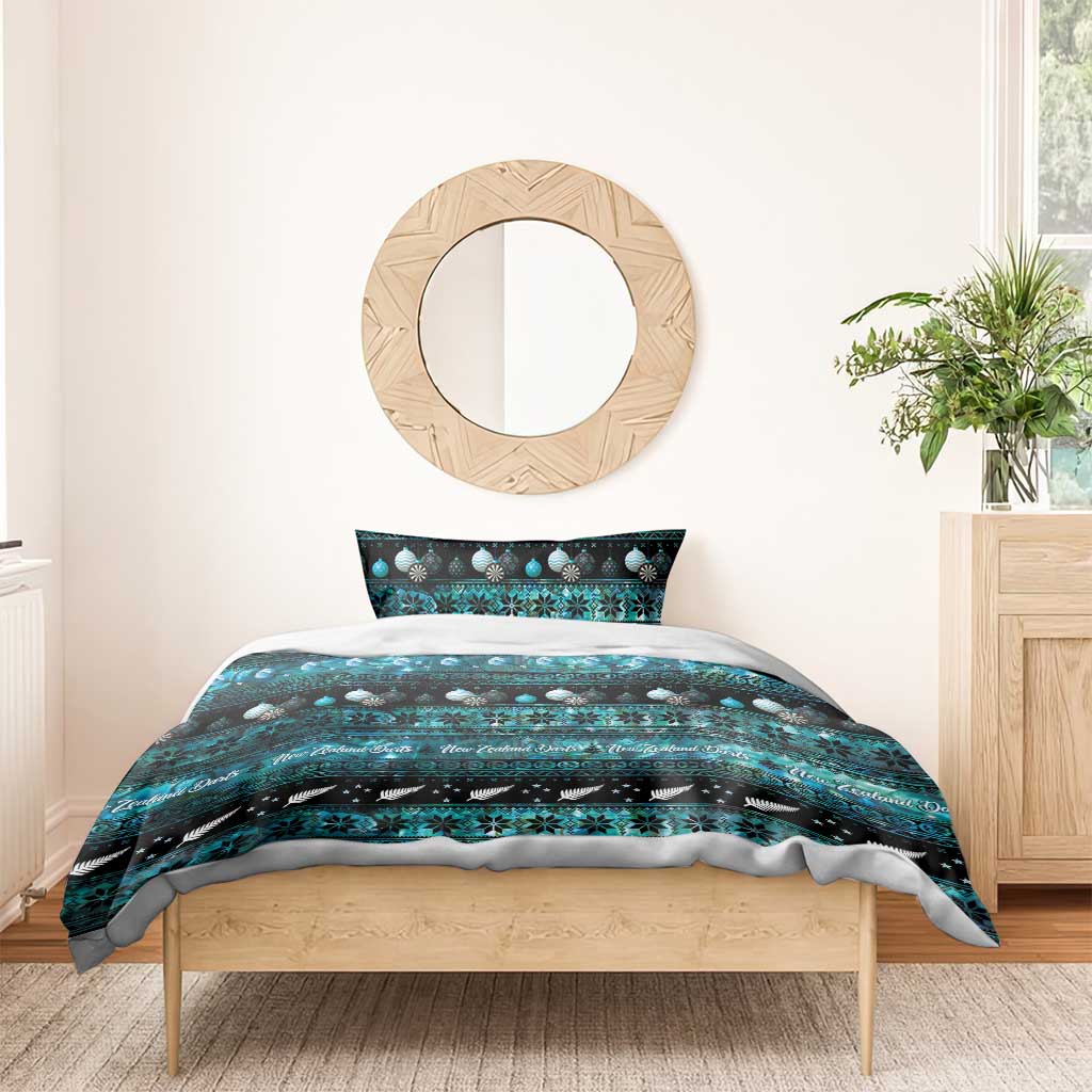 New Zealand Darts Christmas Bedding Set Merry Xmas Aotearoa Maori Paua Shell - Aussie Hoodie