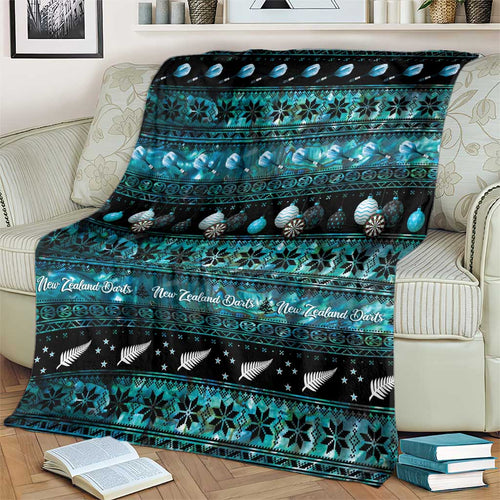 New Zealand Darts Christmas Blanket Merry Xmas Aotearoa Maori Paua Shell - Aussie Hoodie