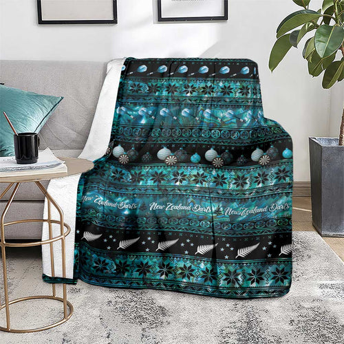 New Zealand Darts Christmas Blanket Merry Xmas Aotearoa Maori Paua Shell - Aussie Hoodie