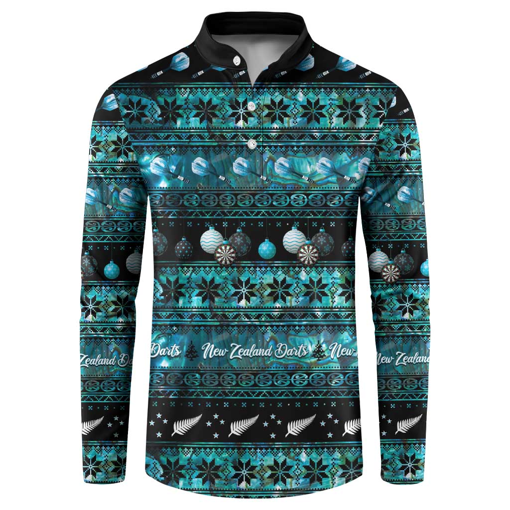 New Zealand Darts Christmas Button Sweatshirt Merry Xmas Aotearoa Maori Paua Shell - Aussie Hoodie