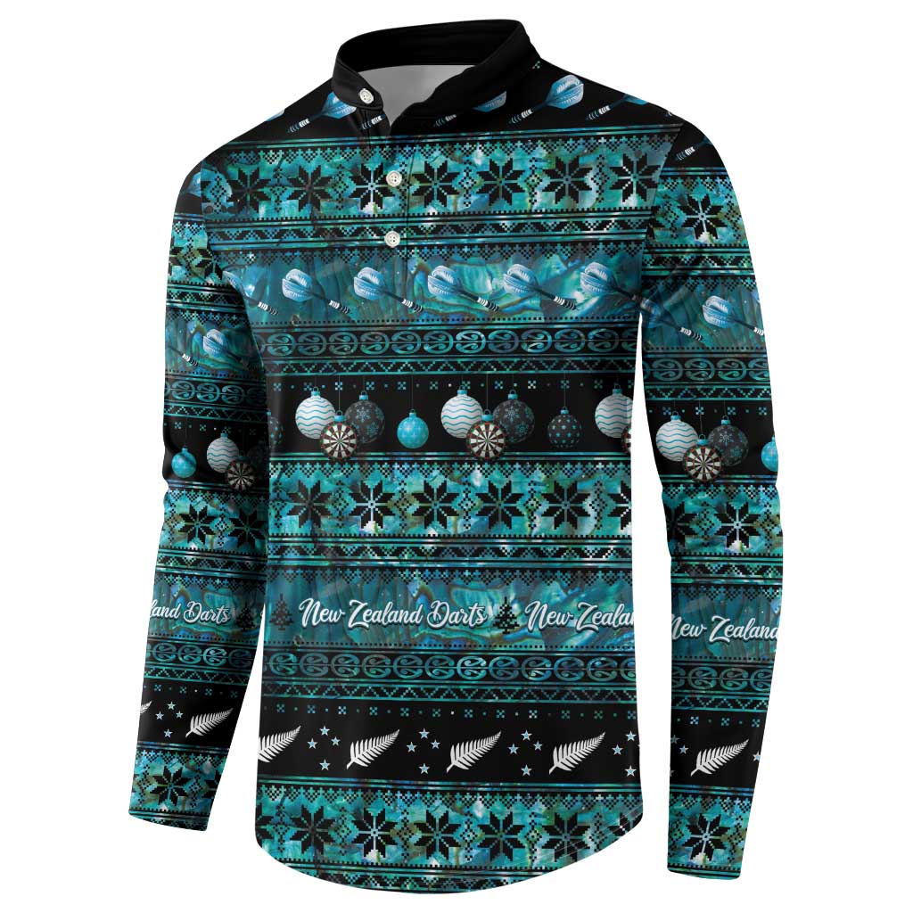 New Zealand Darts Christmas Button Sweatshirt Merry Xmas Aotearoa Maori Paua Shell - Aussie Hoodie