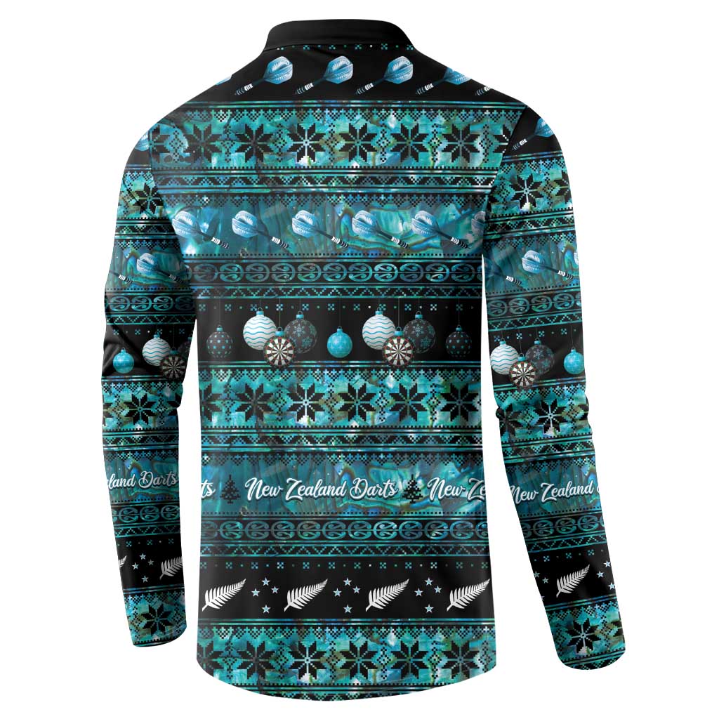 New Zealand Darts Christmas Button Sweatshirt Merry Xmas Aotearoa Maori Paua Shell - Aussie Hoodie