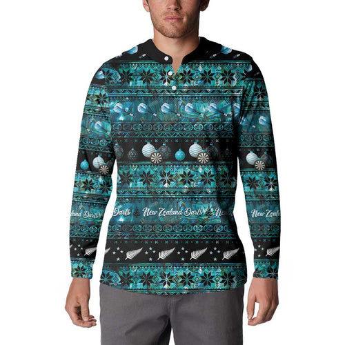 New Zealand Darts Christmas Button Sweatshirt Merry Xmas Aotearoa Maori Paua Shell - Aussie Hoodie