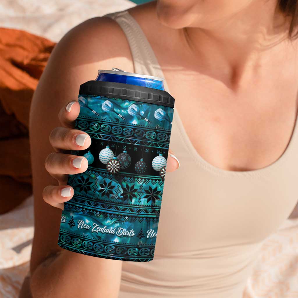 New Zealand Darts Christmas 4 in 1 Can Cooler Tumbler Merry Xmas Aotearoa Maori Paua Shell - Aussie Hoodie