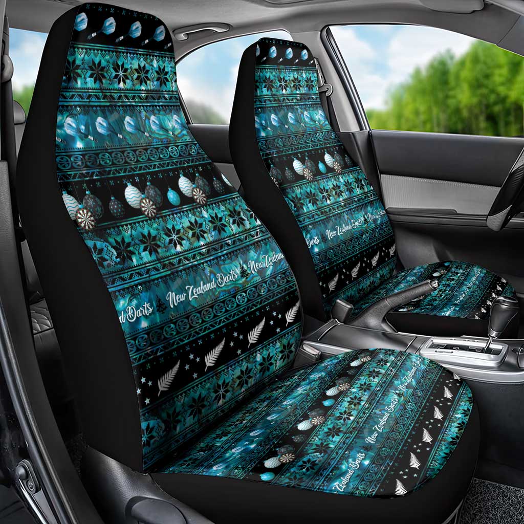 New Zealand Darts Christmas Car Seat Cover Merry Xmas Aotearoa Maori Paua Shell - Aussie Hoodie