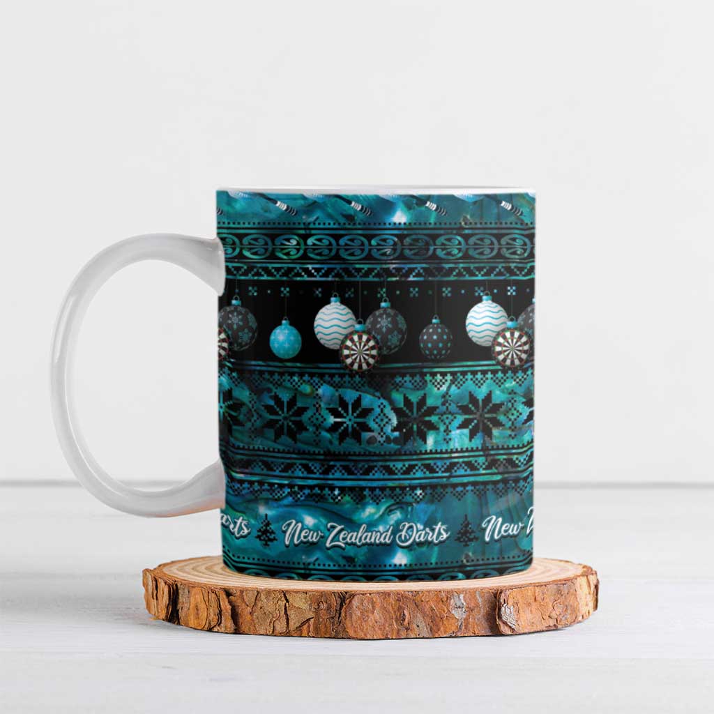 New Zealand Darts Christmas Ceramic Mug Merry Xmas Aotearoa Maori Paua Shell - Aussie Hoodie