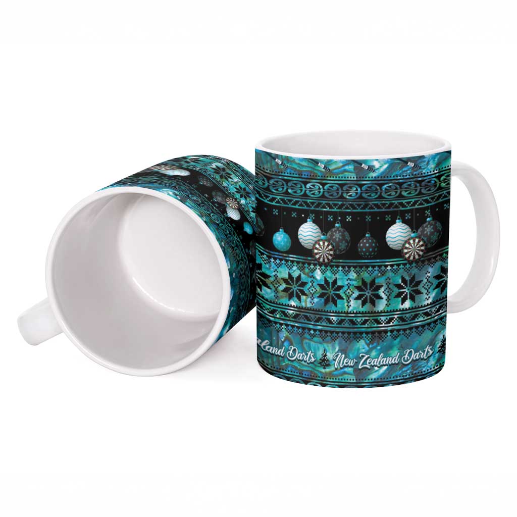 New Zealand Darts Christmas Ceramic Mug Merry Xmas Aotearoa Maori Paua Shell - Aussie Hoodie
