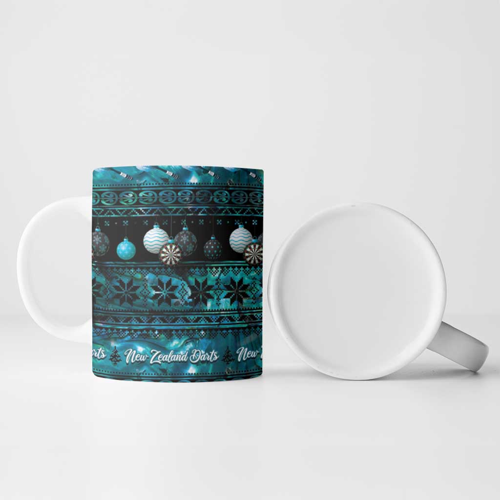 New Zealand Darts Christmas Ceramic Mug Merry Xmas Aotearoa Maori Paua Shell - Aussie Hoodie