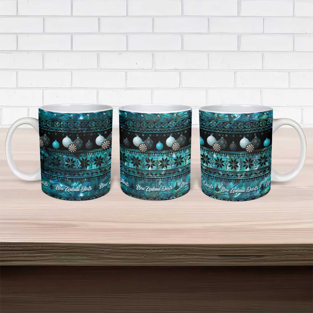 New Zealand Darts Christmas Ceramic Mug Merry Xmas Aotearoa Maori Paua Shell - Aussie Hoodie