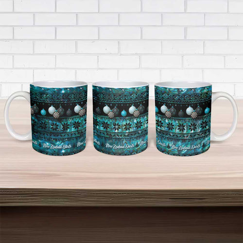 New Zealand Darts Christmas Ceramic Mug Merry Xmas Aotearoa Maori Paua Shell - Aussie Hoodie