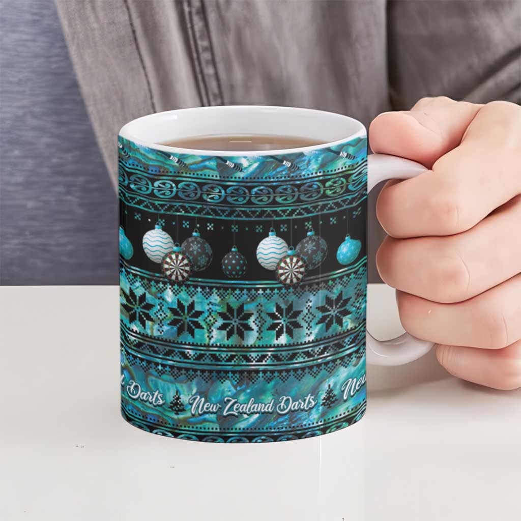 New Zealand Darts Christmas Ceramic Mug Merry Xmas Aotearoa Maori Paua Shell - Aussie Hoodie