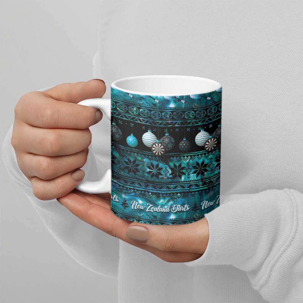 New Zealand Darts Christmas Ceramic Mug Merry Xmas Aotearoa Maori Paua Shell - Aussie Hoodie