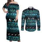 New Zealand Darts Christmas Couples Matching Off Shoulder Maxi Dress and Long Sleeve Button Shirt Merry Xmas Aotearoa Maori Paua Shell - Aussie Hoodie