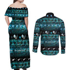 New Zealand Darts Christmas Couples Matching Off Shoulder Maxi Dress and Long Sleeve Button Shirt Merry Xmas Aotearoa Maori Paua Shell - Aussie Hoodie