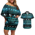 New Zealand Darts Christmas Couples Matching Off Shoulder Short Dress and Hawaiian Shirt Merry Xmas Aotearoa Maori Paua Shell - Aussie Hoodie