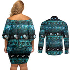 New Zealand Darts Christmas Couples Matching Off Shoulder Short Dress and Long Sleeve Button Shirt Merry Xmas Aotearoa Maori Paua Shell - Aussie Hoodie