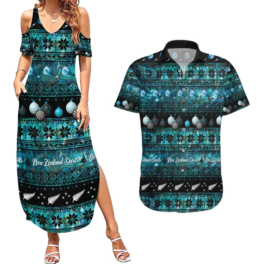 New Zealand Darts Christmas Couples Matching Summer Maxi Dress and Hawaiian Shirt Merry Xmas Aotearoa Maori Paua Shell - Aussie Hoodie