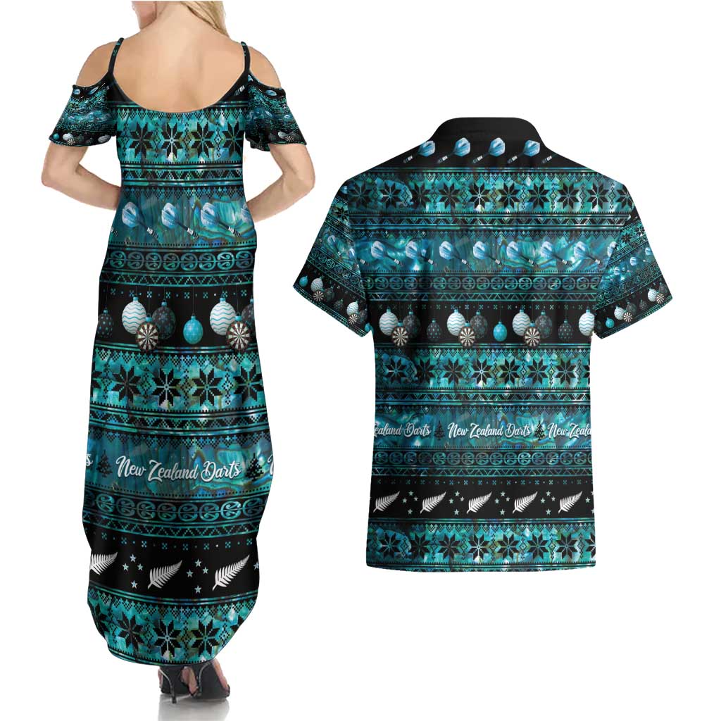 New Zealand Darts Christmas Couples Matching Summer Maxi Dress and Hawaiian Shirt Merry Xmas Aotearoa Maori Paua Shell - Aussie Hoodie
