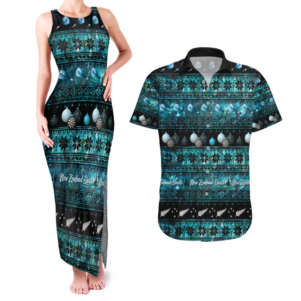 New Zealand Darts Christmas Couples Matching Tank Maxi Dress and Hawaiian Shirt Merry Xmas Aotearoa Maori Paua Shell - Aussie Hoodie