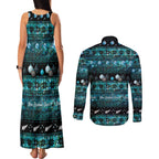 New Zealand Darts Christmas Couples Matching Tank Maxi Dress and Long Sleeve Button Shirt Merry Xmas Aotearoa Maori Paua Shell - Aussie Hoodie