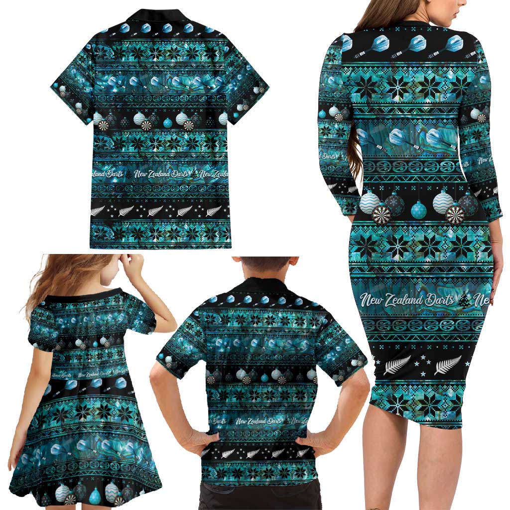 New Zealand Darts Christmas Family Matching Long Sleeve Bodycon Dress and Hawaiian Shirt Merry Xmas Aotearoa Maori Paua Shell - Aussie Hoodie