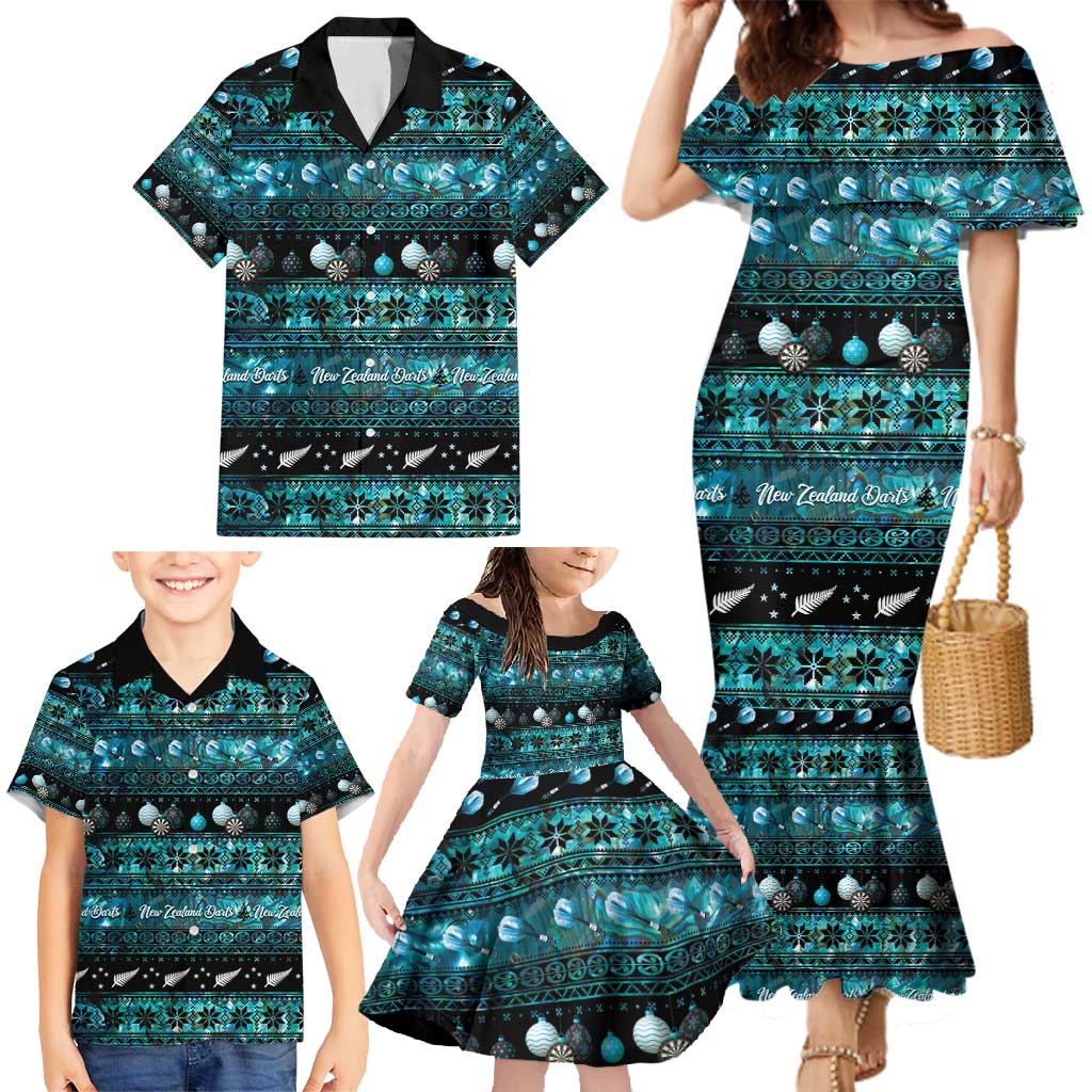 New Zealand Darts Christmas Family Matching Mermaid Dress and Hawaiian Shirt Merry Xmas Aotearoa Maori Paua Shell - Aussie Hoodie