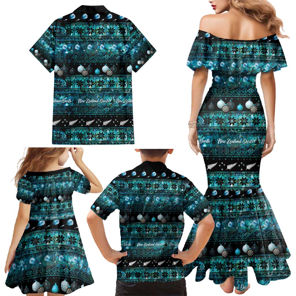 New Zealand Darts Christmas Family Matching Mermaid Dress and Hawaiian Shirt Merry Xmas Aotearoa Maori Paua Shell - Aussie Hoodie