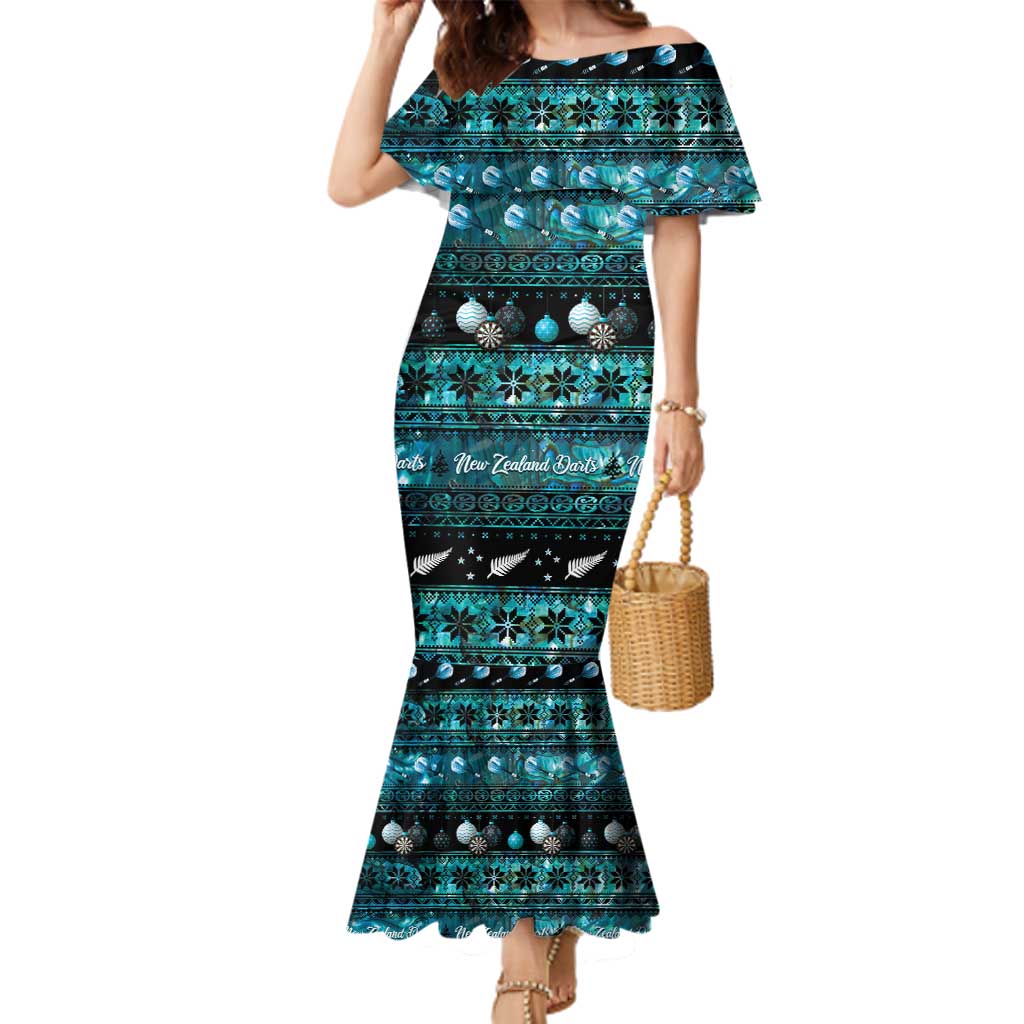 New Zealand Darts Christmas Family Matching Mermaid Dress and Hawaiian Shirt Merry Xmas Aotearoa Maori Paua Shell - Aussie Hoodie
