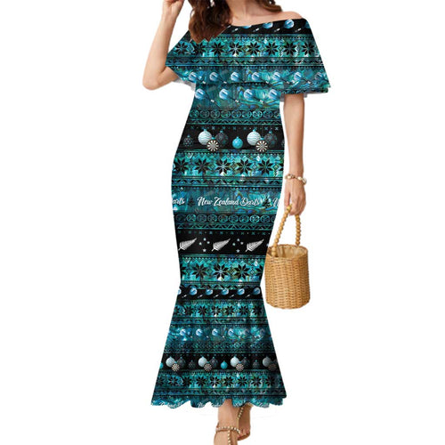 New Zealand Darts Christmas Family Matching Mermaid Dress and Hawaiian Shirt Merry Xmas Aotearoa Maori Paua Shell - Aussie Hoodie