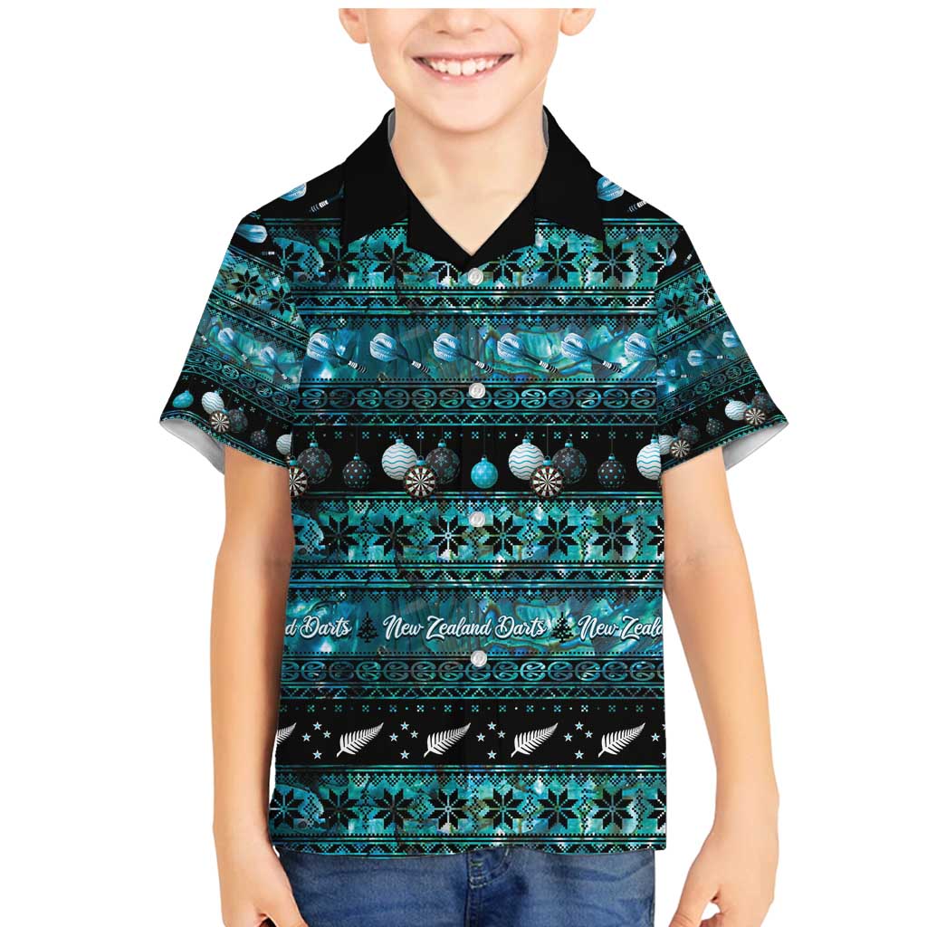 New Zealand Darts Christmas Family Matching Mermaid Dress and Hawaiian Shirt Merry Xmas Aotearoa Maori Paua Shell - Aussie Hoodie