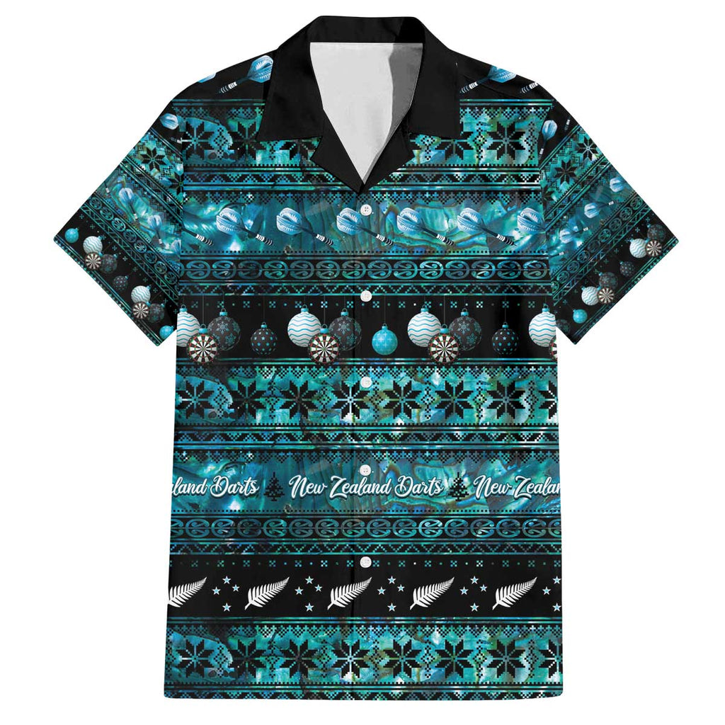 New Zealand Darts Christmas Family Matching Off The Shoulder Long Sleeve Dress and Hawaiian Shirt Merry Xmas Aotearoa Maori Paua Shell - Aussie Hoodie
